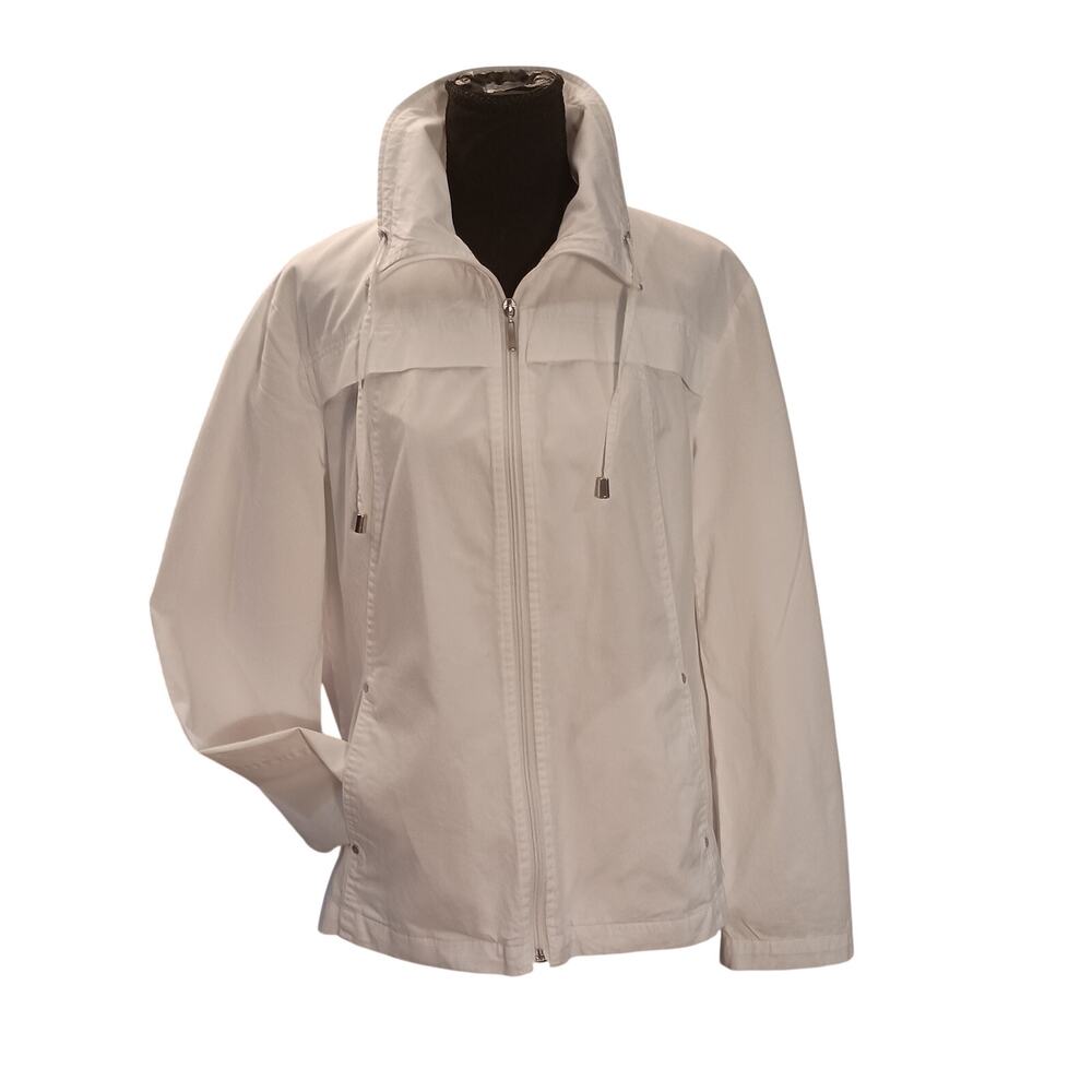 Studio Works White Nautical Look Lightweight Windbreaker Sailing Cruises Size Lg